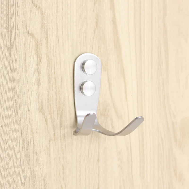 

2 Pcs Stainless Steel Wall Mounted Hook Double Robe Coat Hat Holder Key Hanger with Screws Home Storage Organizer Hanging Hook