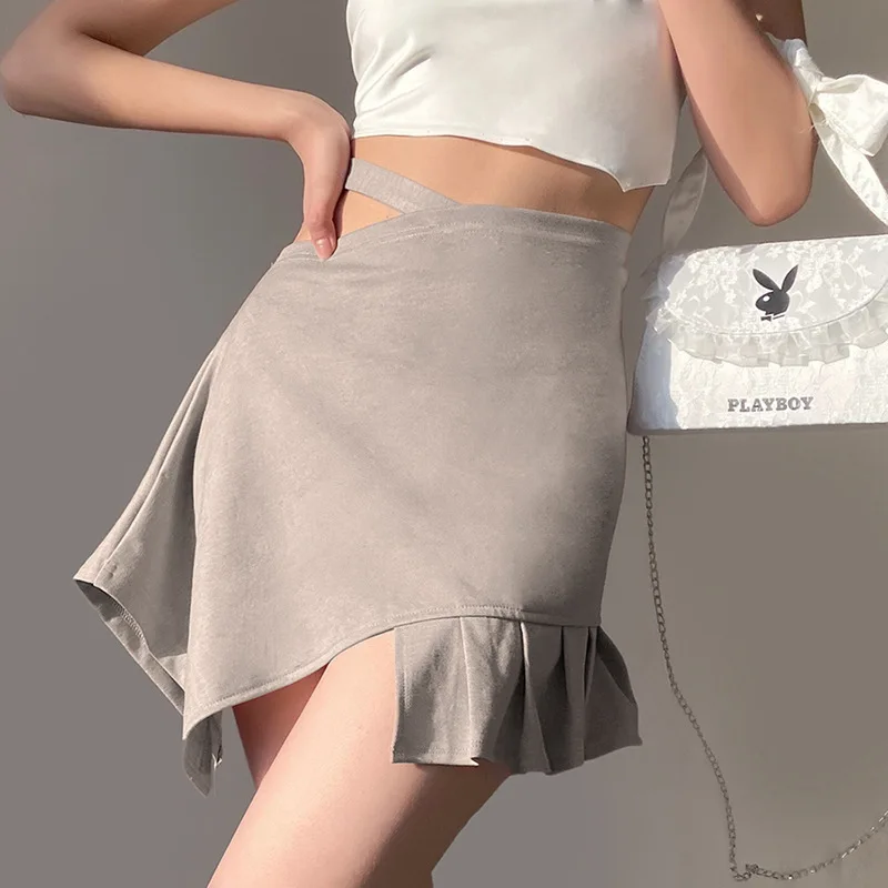 

Women 2023 Summer Mall Goth Fairy Mini Skirt Sexy Slim Casual Harajuku Ruffles Skirts Grunge Asymmetrical Ladies Vintage Outfits