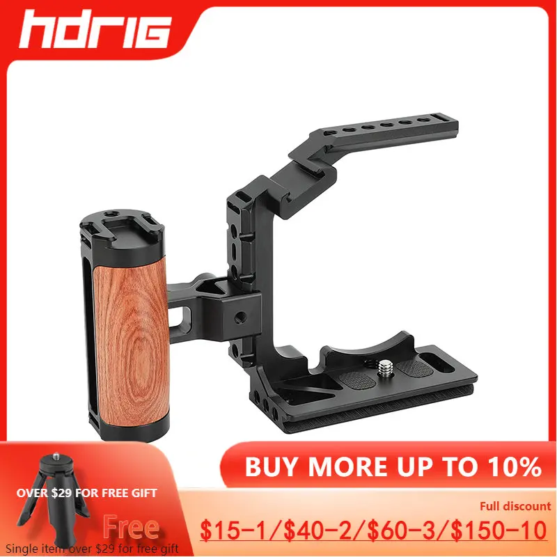 

HDRIG половинная камера с QR деревянным рукояткой для Sony Alpha 7 IV A7M4 с холодной обувью и резьбовым отверстием 1/4-20