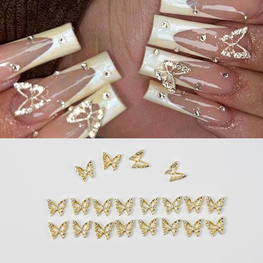 3D Hollow Butterfly sztuczne wisiorki 20 sztuk zestaw złoty/srebrny kolor w kształcie diamentu metalowe akcesoria jubilerskie...