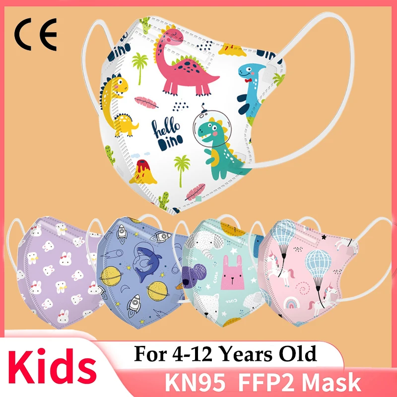 

KN95 Children Masks certificadas 3D print Cartoon 4 Layers Boys Girls Kids Face Mask fpp2mask anti dust disposable child mask