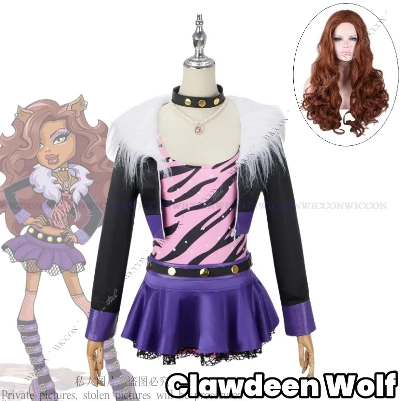 Фото Сиси 2233Clawdeen Wolf Monster Косплей Костюм Парик Униформа Жемчужное Ожерелье Юбка Высокая Сексуальная Вечеринка Женский Хэллоуин Карнавал Ролевая Pl №1