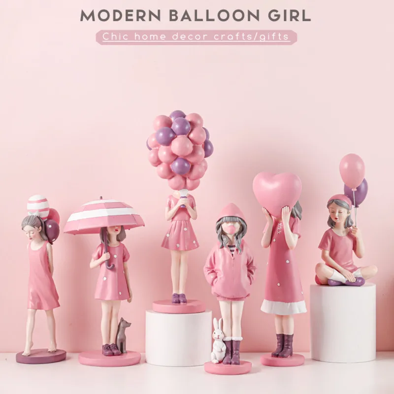 

Nordic Light Luxury Character Ornament Pink Cute Girl Gift Home Living Room Room Decoration Bubble Girl Decor