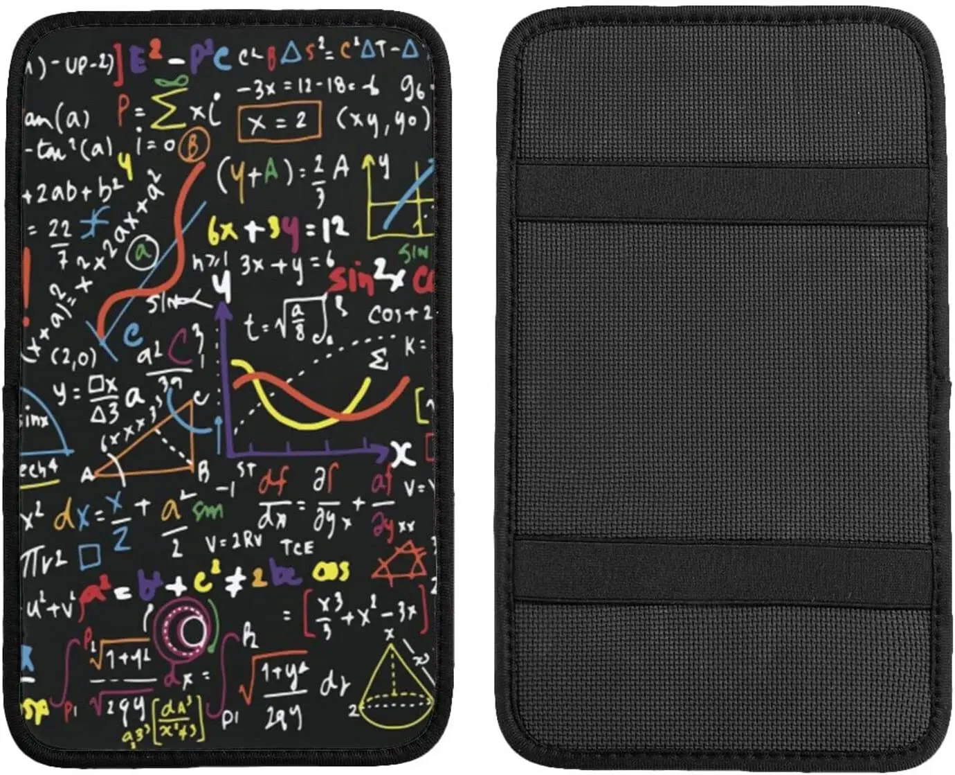 

Vehicle Center Console Armrest Cover Pad, Colorful Math Formula Print Soft Comfort Car Handrail Box Cushion Universal Fit for Mo