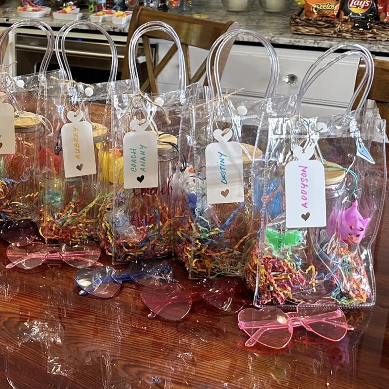 5 шт. прозрачные подарочные пакеты из ПВХ с ручкой