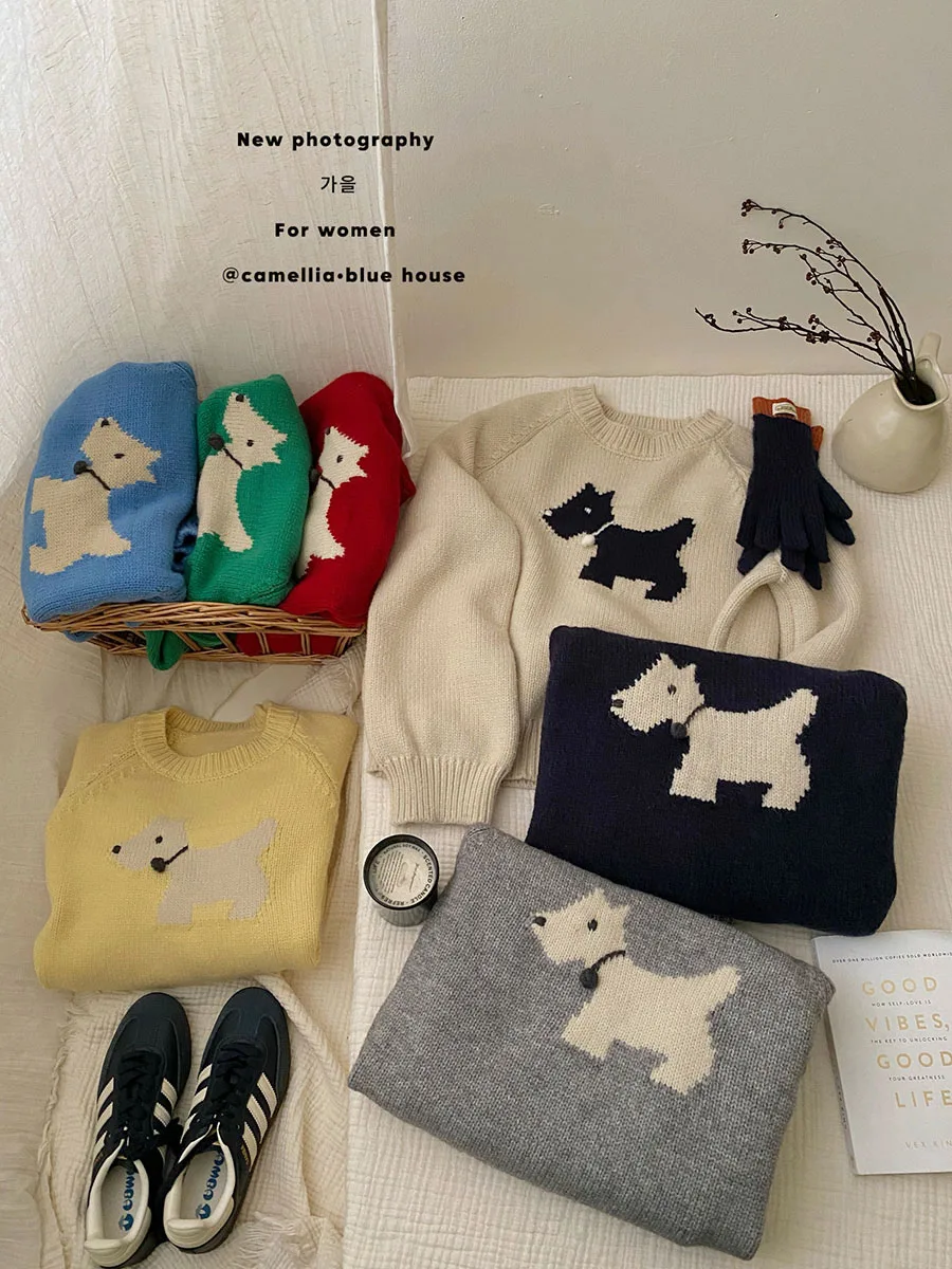 Южная Корея уменьшающий возраст шикарный пуловер с круглым вырезом для щенков