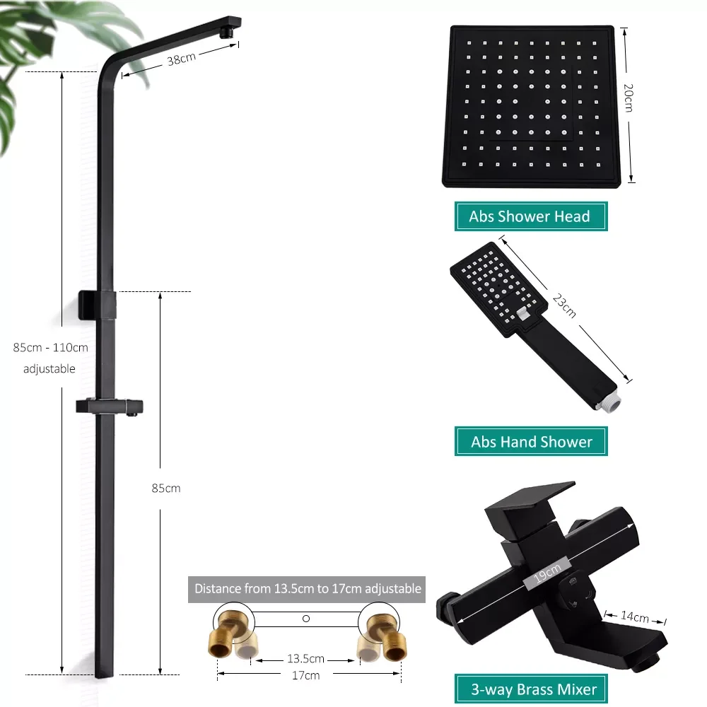

Matte Black Bathroom Shower Faucet Set Wall Mount Rainfall Shower Mixer Tap Bathtub Shower Mixer Tap 3-way Shower Mixer