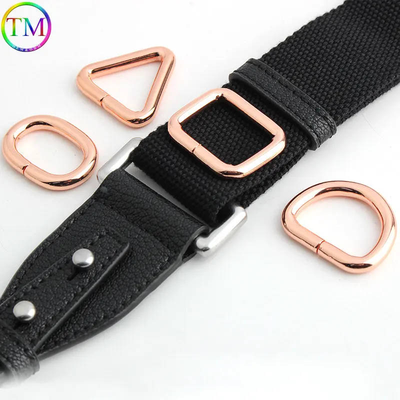 10mm 20mm 25mm 38mm Rose Gold Metal Triangle Hook Buckles DIY O Rings D Rings Lobster Clasp For Handbags Strap Belt Dog Chain