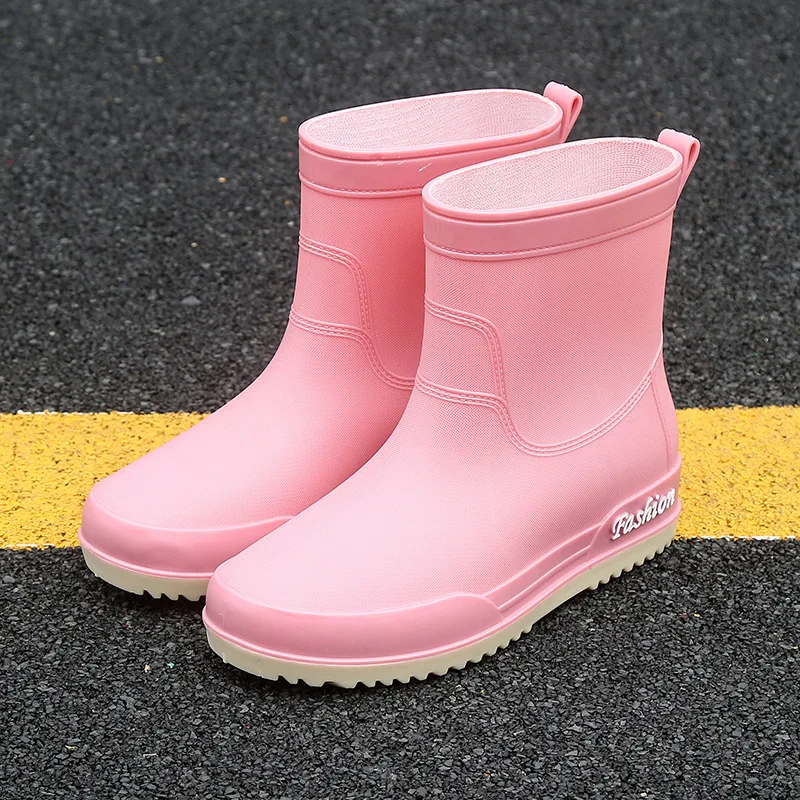 

Waterproof Rain Boots for Girls Women Work Shoes Non Slip Anti Skip Water Shoes Pink Botas PVC 36-40 Size Fashion