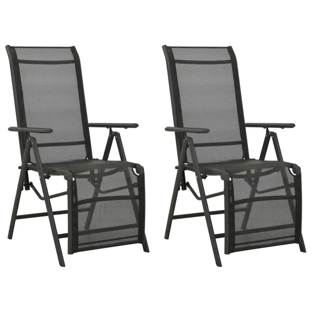 

Reclining Garden Chair of 2, Textilene and Aluminium Outdoor Seat Chair, Patio Furniture Black 58.5 x 69 x 78-110 cm