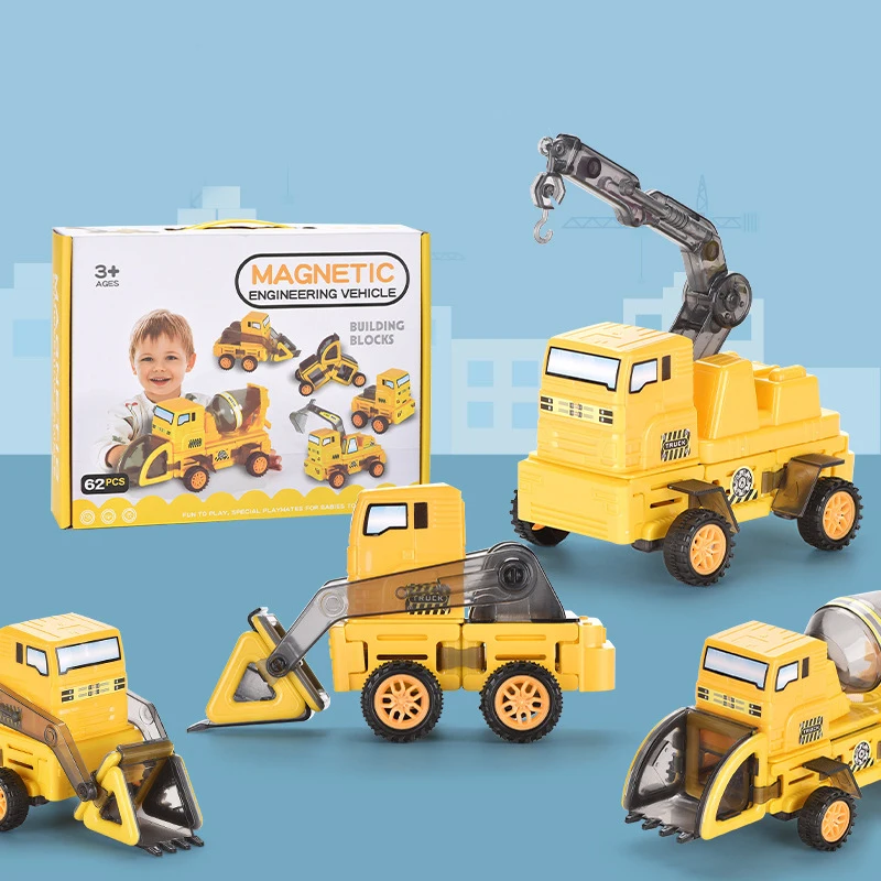 

DIY магнитный грузовик, игрушечный инженерный автомобиль, модель магнитов, строительные магниты, обучающие игрушки для детей, подарок