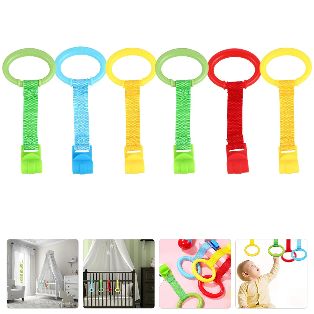 

6 Pcs Pull Ring Nursery Crib Hanging Rings Hand Hook Cot Plastic Infant Baby Walking Assistant Fitness
