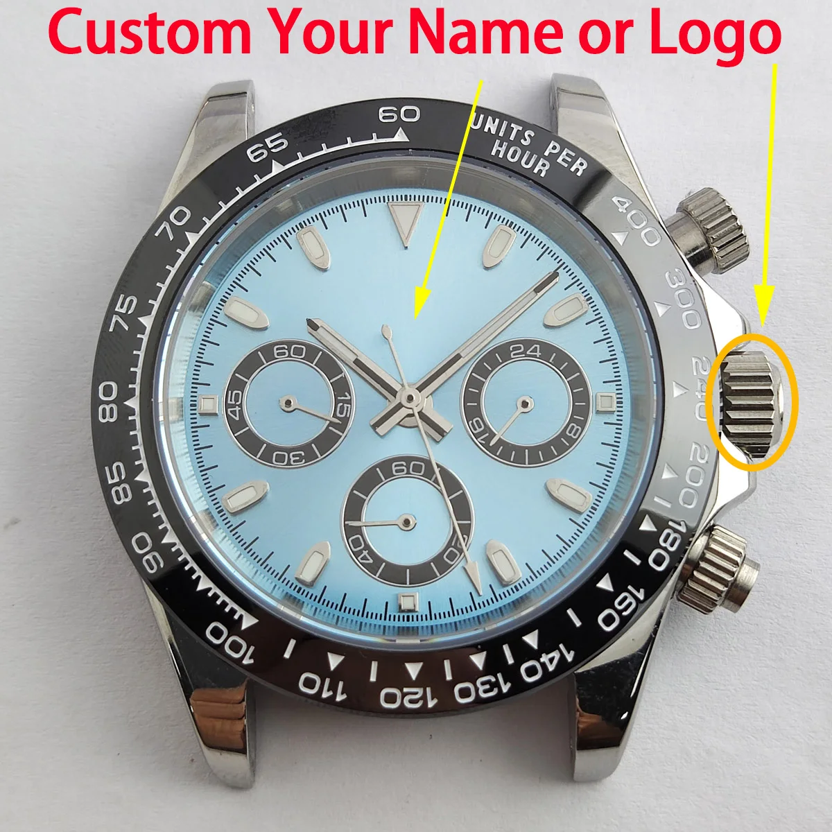 

vk63 case custom logo nh35 watch case panda dial japan quartz watch VK63 movement nh36 case chronograph electronic Multifunction