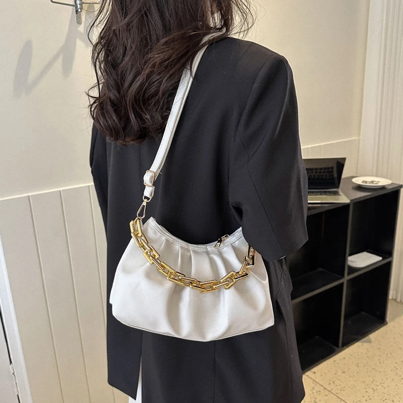 JinMantang Fashion Summer Crossbody Bags Pleated Pu Leather Shoulder Bag Women's Chain Handbags And Purses