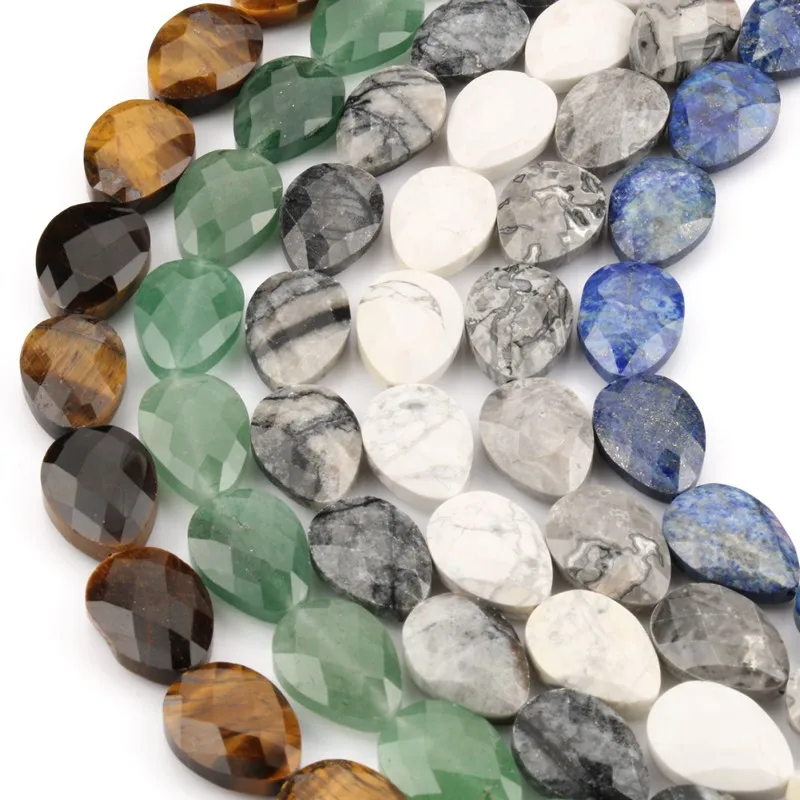 

18*13 мм натуральный камень в форме капли воды, граненые нефритовые кристаллы, бусины россыпью для магнитных браслетов 7,5 дюйма