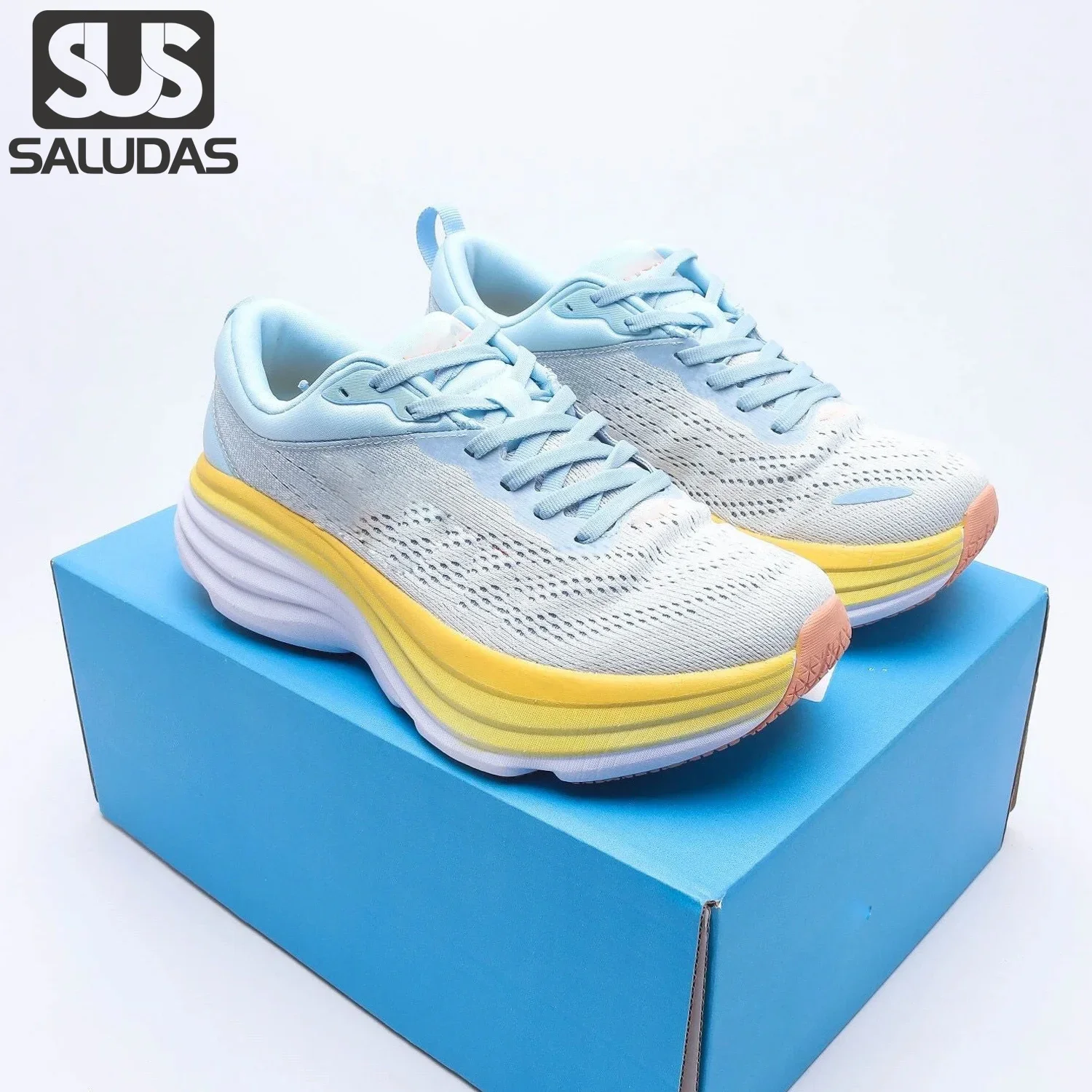 

SALUDAS Running Shoes Bondi 8 Anti Slip Shock Absorption Breathable Road Running Shoes Men Outdoor Jogging Casual Sneakers Women