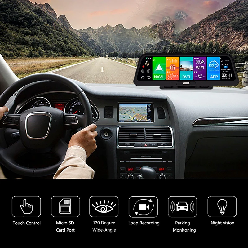 Видеорегистратор DVR ADAS Android 8 1 2 Гб ОЗУ 32 ПЗУ 4G Wi-Fi GPS двойной объектив Full HD 1080P с