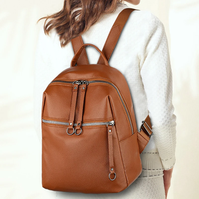

Waterproof Backpack for Woman High Quality PU Leather Backpacks for Teenage Girls Female School Shoulder Bag Bagpack