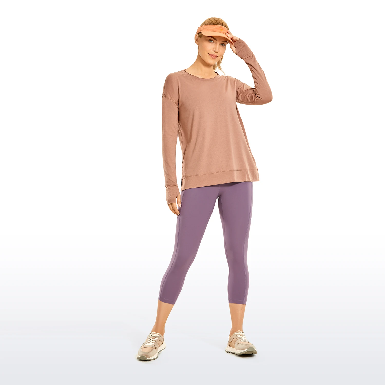 CRZ YOGA Women's Brushed Naked Feeling Yoga Leggings 19 Inches - High Waist Capris Matte Soft Workout Crop with Pockets