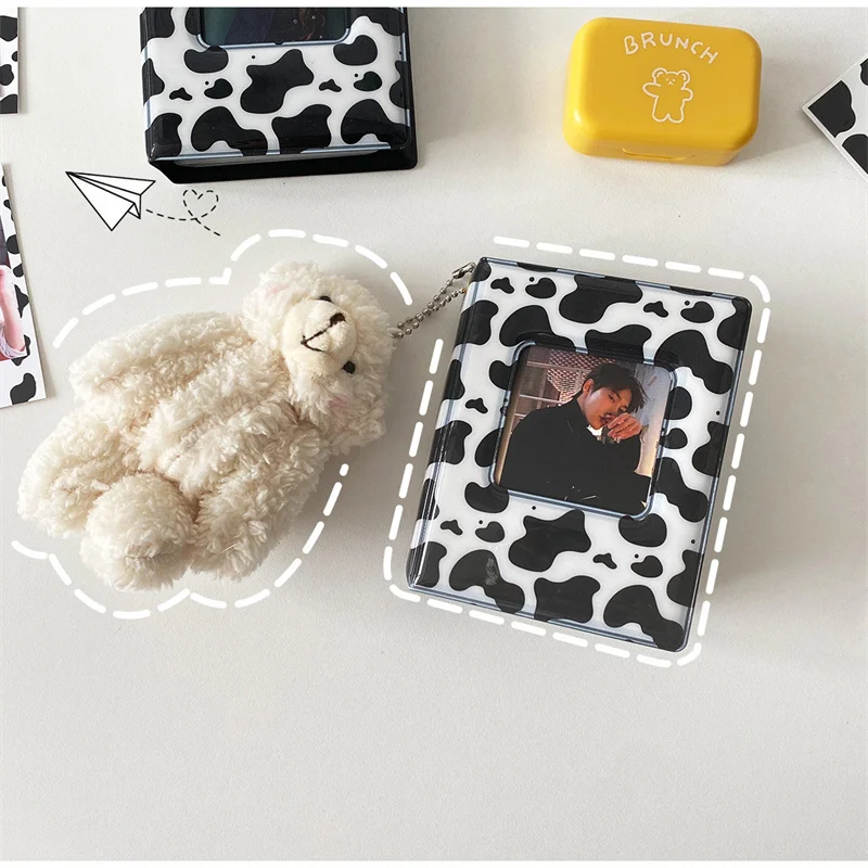 

Kpop Card Binder 3inch Photo Album Black and White Cow Pattern Model Photocard Holder Album Instax Mini Album Cards Collect