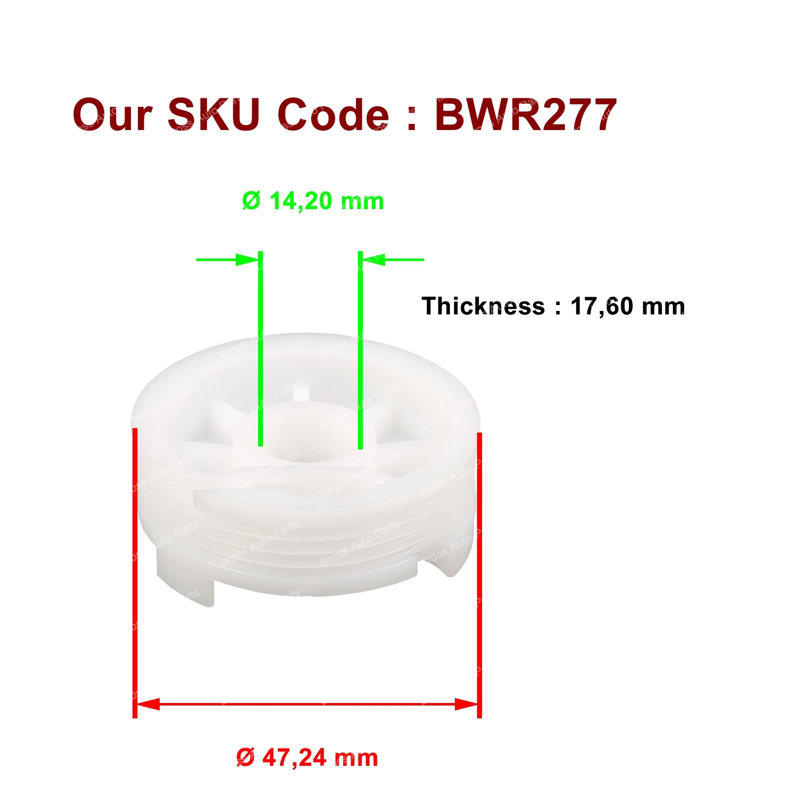 Bross BWR277 Электрический силовой оконный регулятор шкив передняя правая дверь 46786202