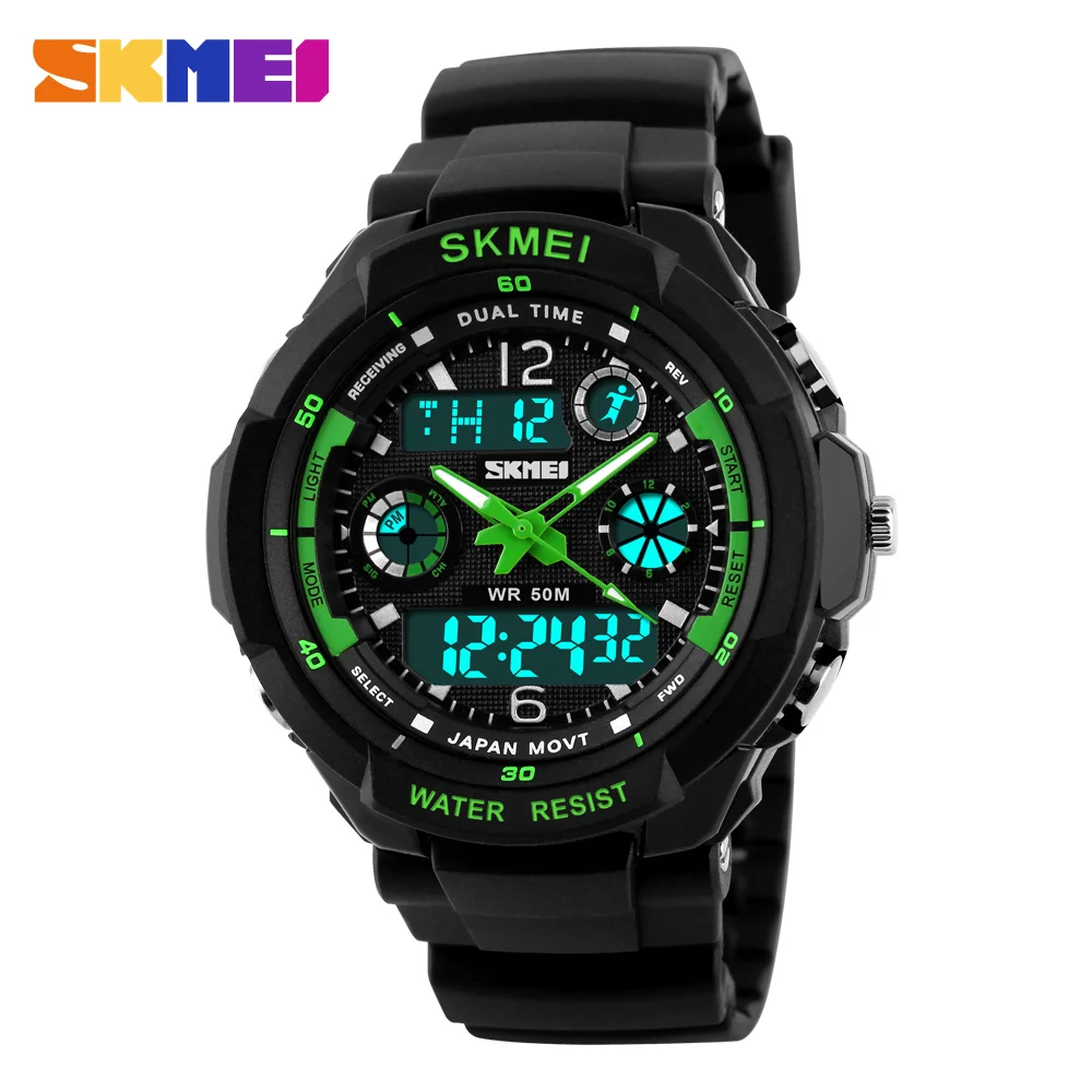

Часы наручные Skmei Мужские кварцевые аналоговые, модные спортивные цифровые многофункциональные в стиле милитари, S Shock