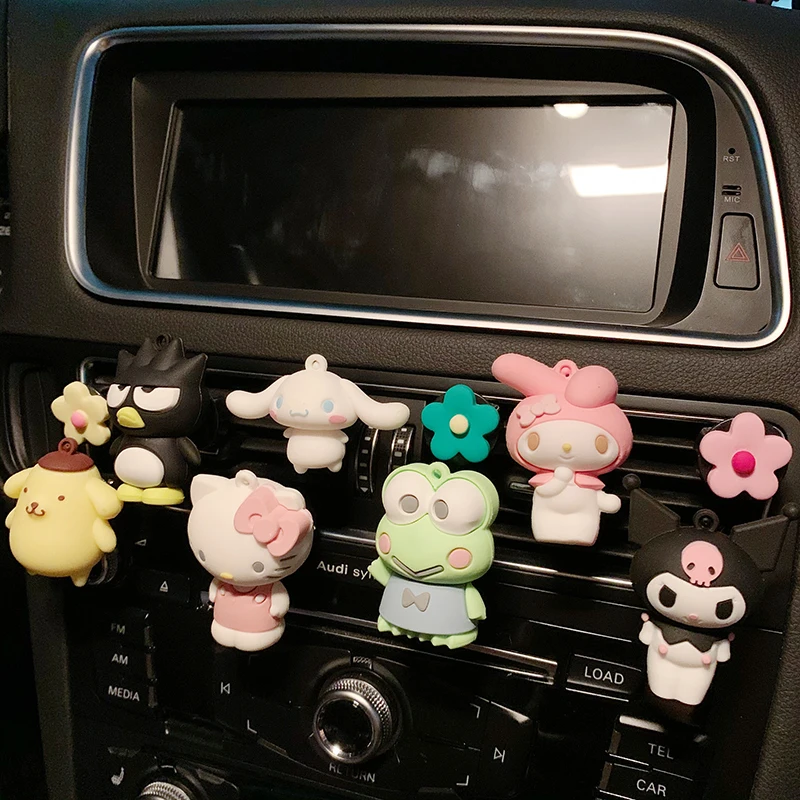 

Kawaii Sanrio Kuromi My Melody Air Freshener Anime Kt Cat Car Perfume Natural Smell Air Conditioner Car Vents Aromatherapy Clip