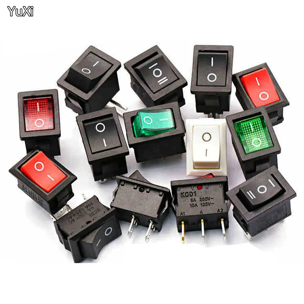

1PCS KCD11 2/3/4/6pin 2/3Gears ON-OFF 3A 250V 21*15MM Small Boat Rocker Switch Snap-in Power Switch White Red Black ON-OFF-ON