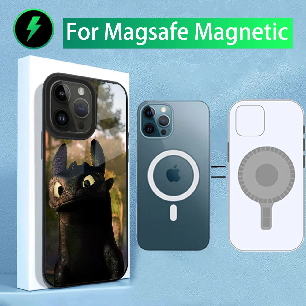 Фото Милый чехол для телефона T-Toothless-S H-HTTYD для iPhone 15,14,13,12,11, Plus, Pro, Max Mini Magsafe с магнитной беспроводной зарядкой №2