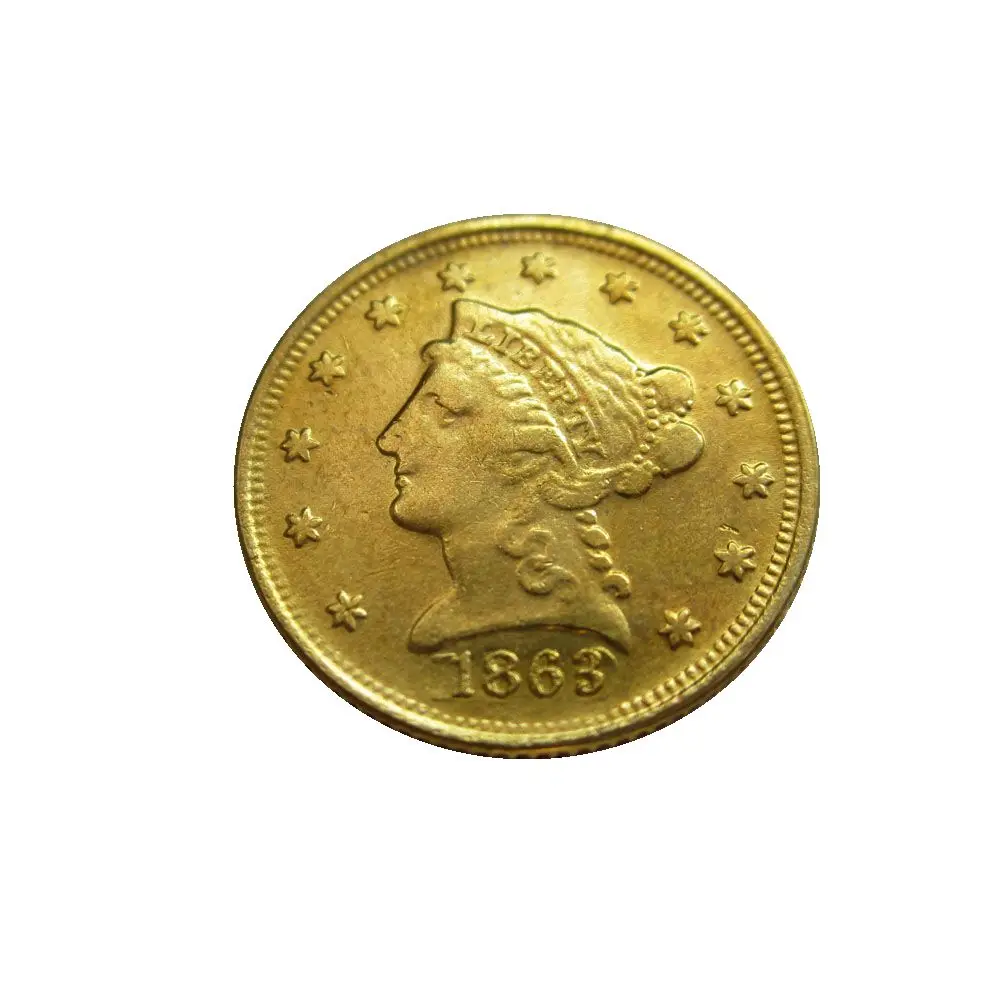 

Копия монеты с головой свободы США 1863-S, золотое покрытие $2,5 (половина орла)