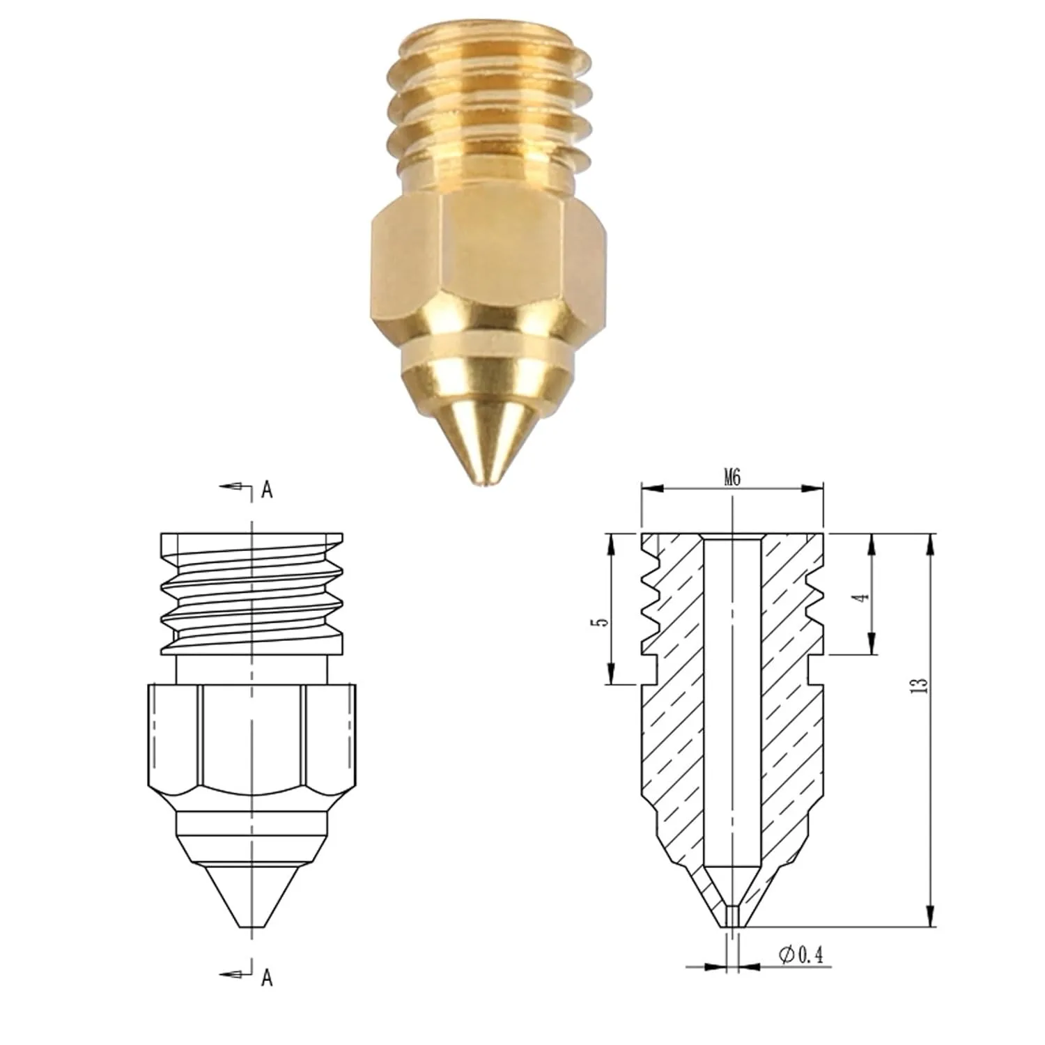 Фото Официальные сопла Creality Ender 3 S1, 0,4/0,6 мм, 5 шт., для Ender 3/Pro/V2/Max/Neo, Ender5/Pro/Plus, аксессуары для 3D-принтеров Ender 6 №3