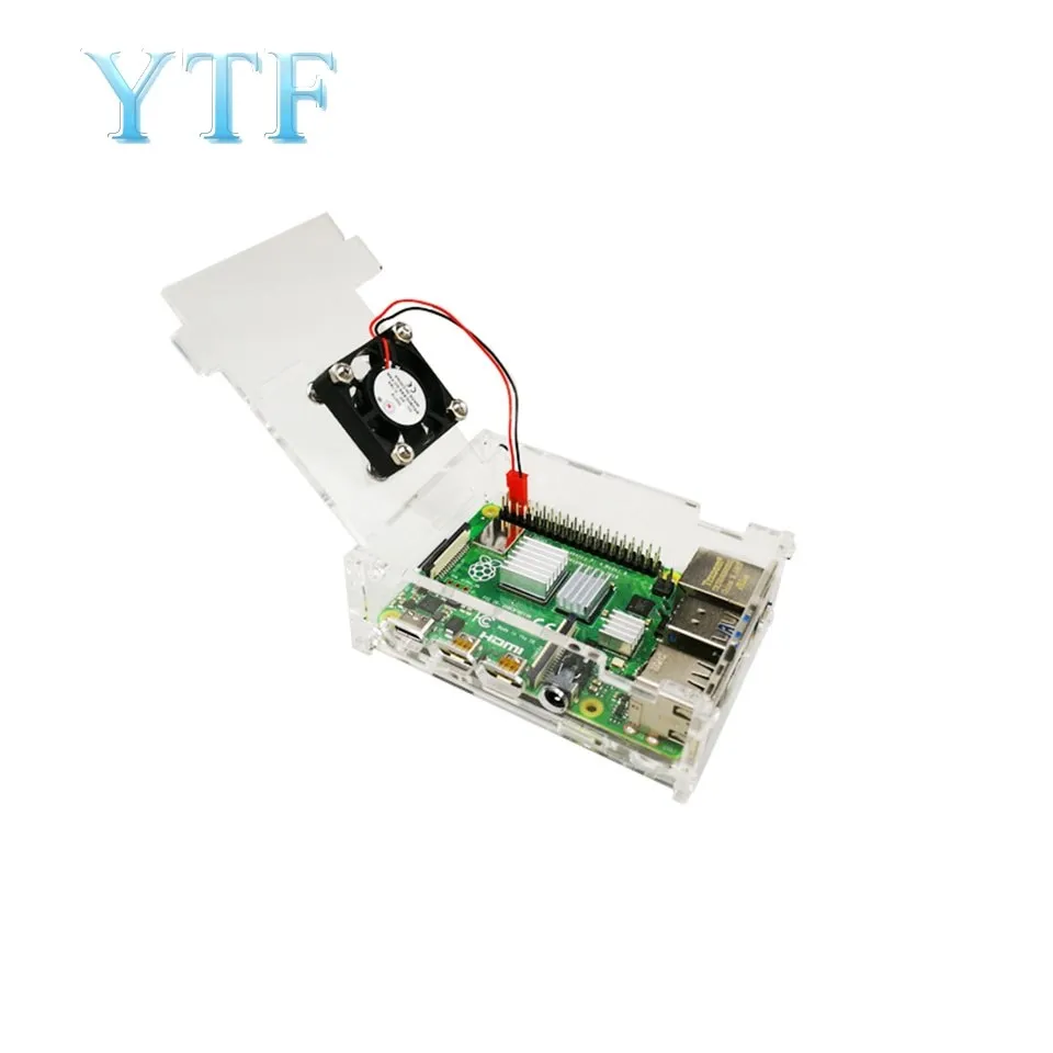 

Raspberry Pi 4B Model Acrylic Case Box Contains A Fan