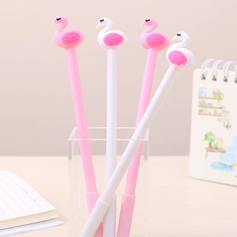 

40Pcs/Lot Korean Erasable Gel Pens Cute Flamingo Roller Pen Washable Black Blue Ink Writing Funny Kawaii Stationery Kawai Thing