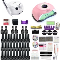 nail set 102030 color gel nail polish with 120w uvled lamp nail dryer and 35000rmp nail drill machine for manicure art set