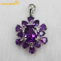 sace gems new arrival trend natual amethyst pendant necklace 925sterling silver for women wedding party luxury fine jewelry gift