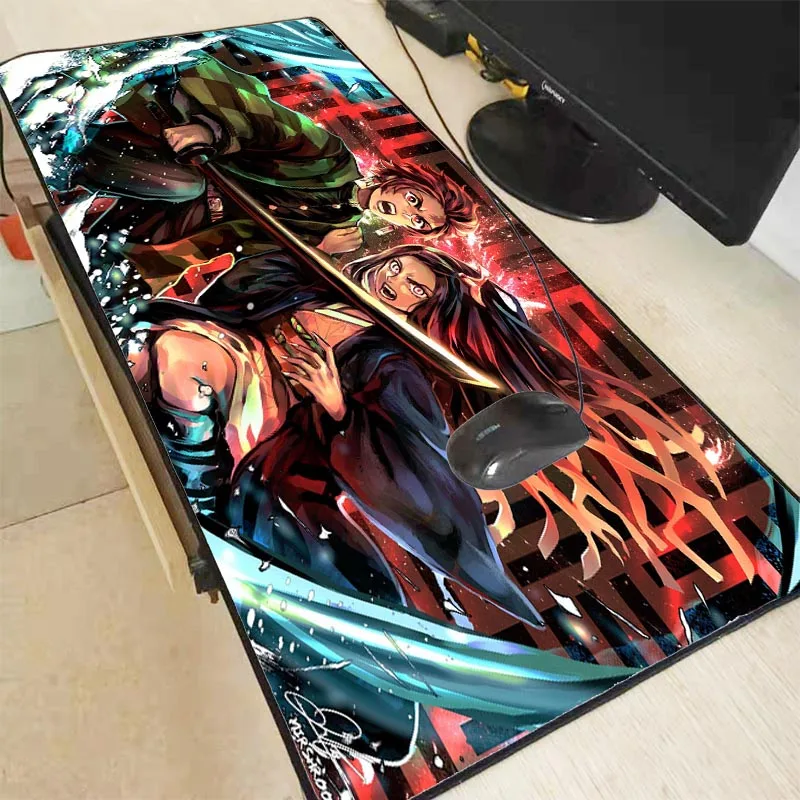 

Anime Demon Slayer Kimetsu No Yaiba Lock Edge Large Mouse Pad Waterproof Game Desk Mousepad Keyboard Mat for CSGO Dota LOL