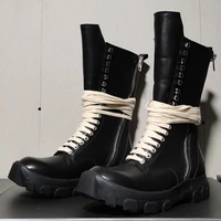 rmk owews 2022ss high quality mens knight boots real leather thick bottom casual round toe mens shoes board shoes hiking shoes