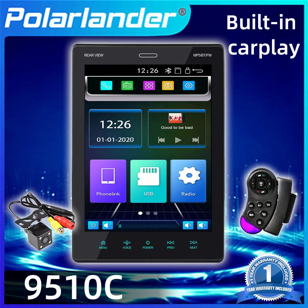 

Автомобильный мультимедийный MP5-плеер с IPS-экраном, 1DIN, 9,5 дюйма, Carplay,Android, автомобильный стереоприемник Wince Mirror Link, Bluetooth, Авторадио