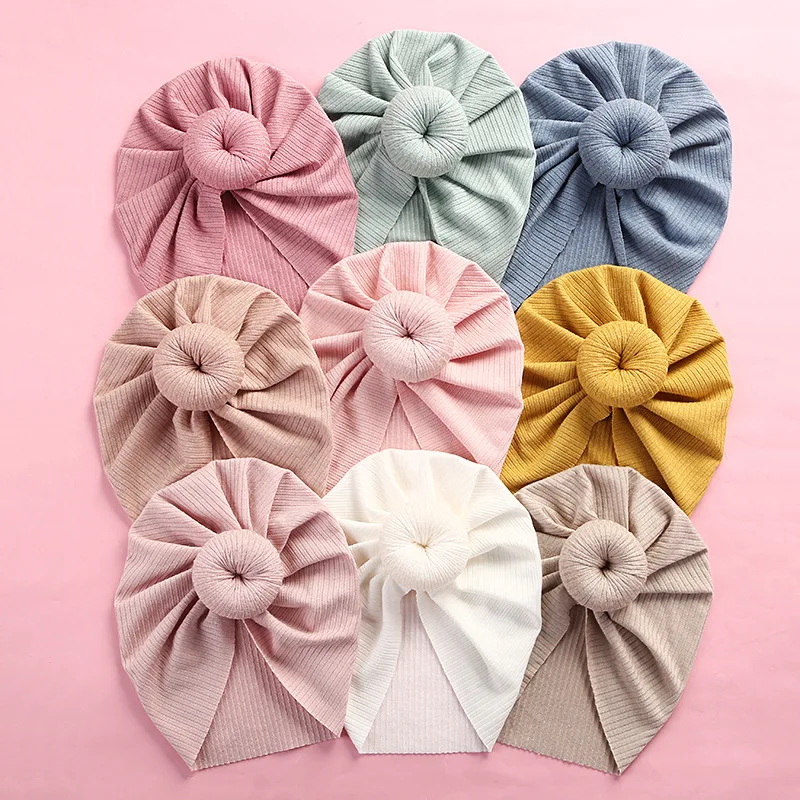 

Lovely Donut India Hat Kids Cute Turban for Baby Girl Toddler Bandanas Headwrap Infants Hair Care Cap Child Solid Soft Beanies