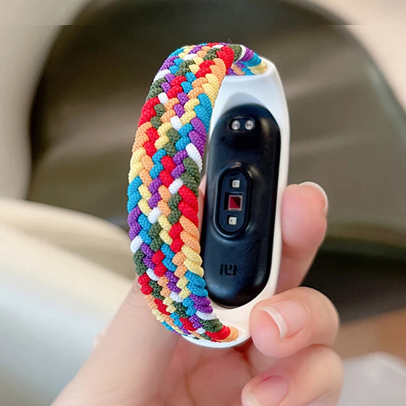 Ремешок нейлоновый для xiaomi Mi band 6 браслет наручных часов с соло-петлей смарт-часов