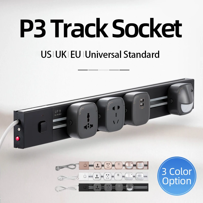 

Universal Aluminum Removable Power Track System Socket Sliding Rail Kitchen Tabletop Special Matte Adapter P3