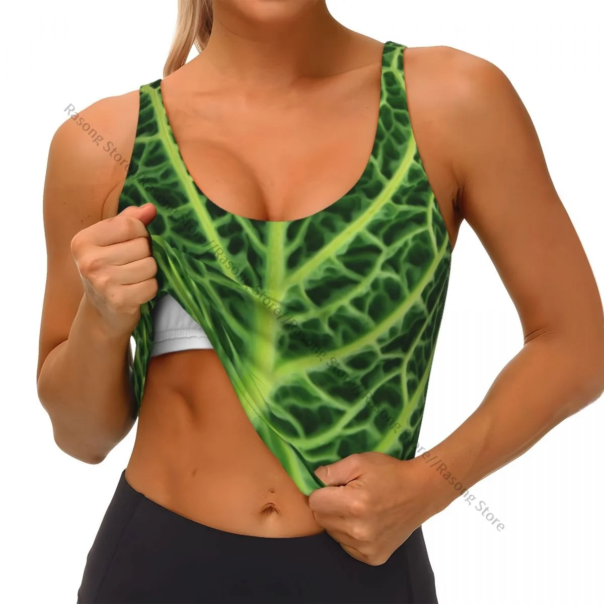 Жилет для йоги женский спортивный укороченный топ спортзала свежий зеленый