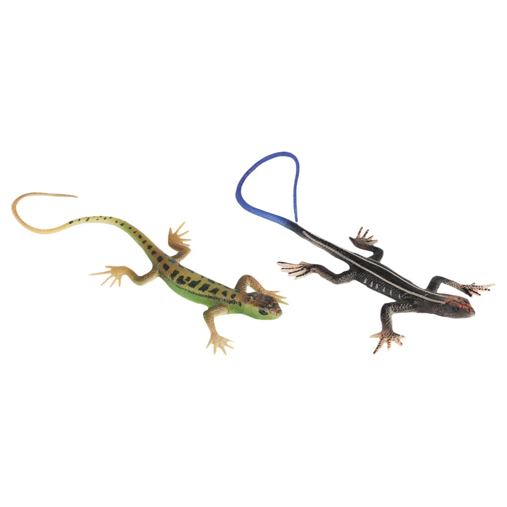 

2 pcs Small Plastic Creative Skink Ornament Trick Toys Lizard Decoration for Children