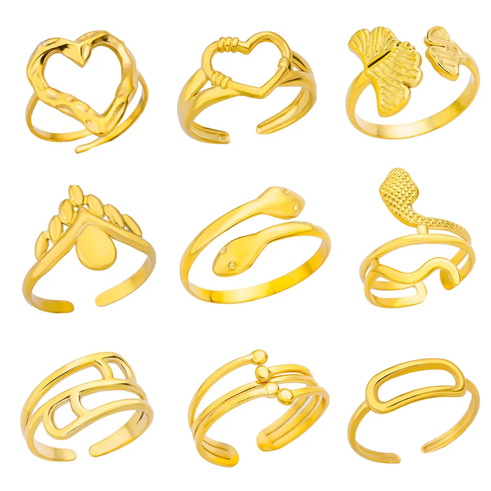 

13 Styles Women Ring Snake Stainless Steel Rings for Female Gold Opening Adjustable Aesthetic Luxury Designer Jewelry Gifts