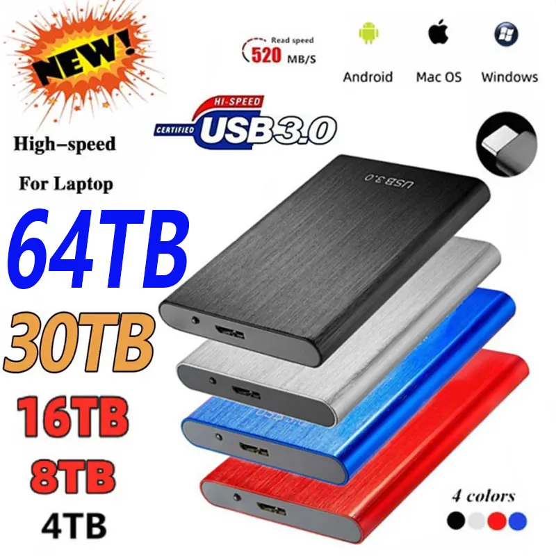 

Оригинальный портативный флэш-накопитель на 1 ТБ, 4 ТБ, 16 Тб, внешний флэш-C USB 3,1, высокоскоростной внешний накопитель на 8 ТБ, жесткие диски для...
