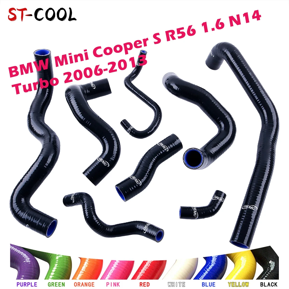 Фото Для BMW Mini Cooper S R56 1,6 N14 Turbo 2006-2013 2007 2008 2009 2010 2011 комплект силиконовых шлангов радиатора 8 шт. №1