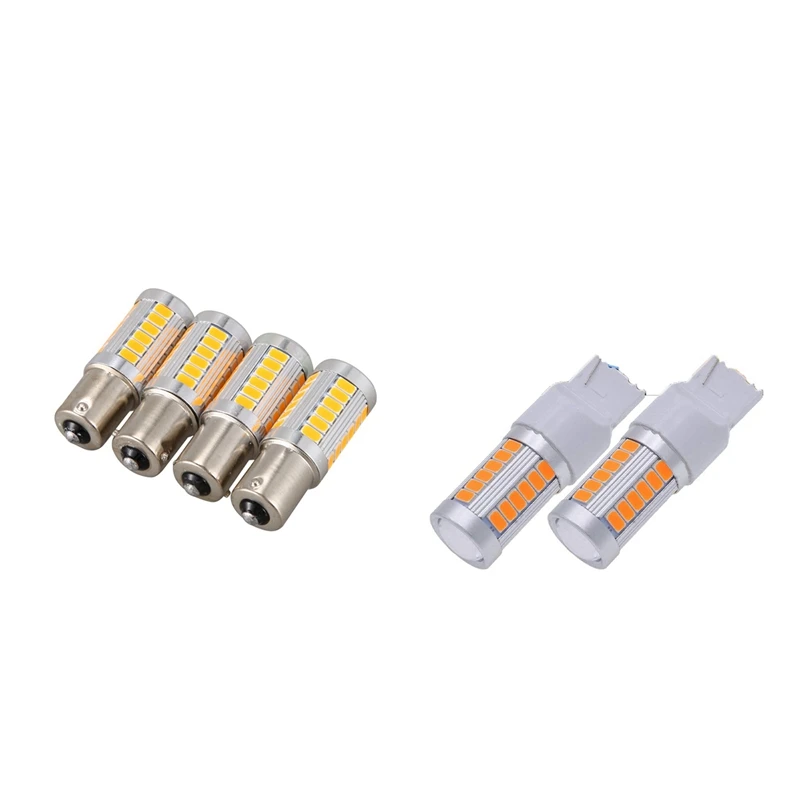 

2Pcs 7440 Led Bulbs 900 Lumens Turn Signals Light with 4Pcs BAU15S PY21W Led 33SMD Car Turn Brake Reverse Signal Bulb