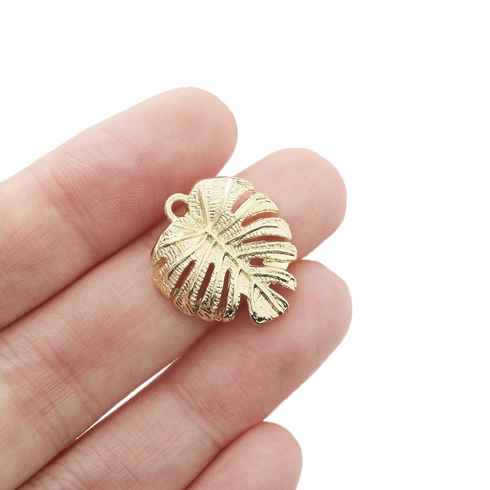 10 шт. Kc подвески в форме золотого полого листа черепаха ракушки монстеры листья