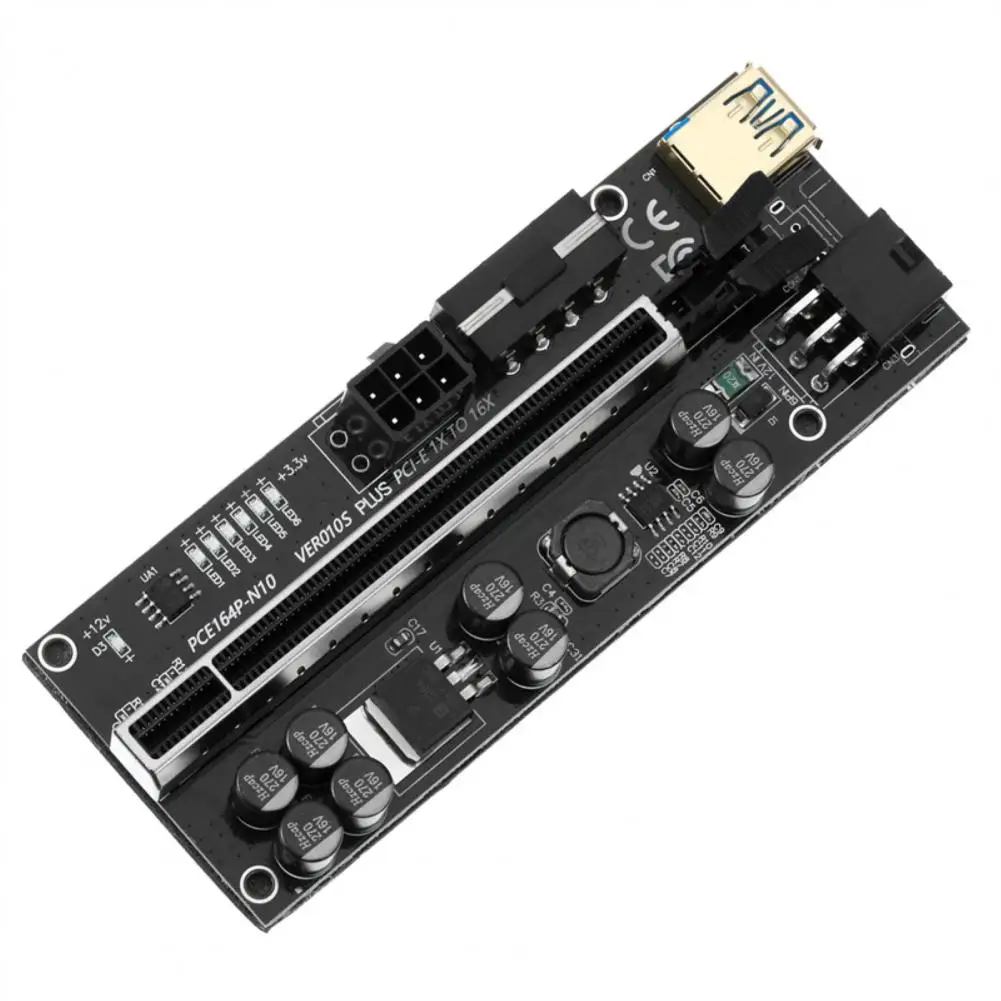 

VER010S PLUS PCI-E Riser Card Universal Supply USB 3.0 Cable PCI-E 1X to 16X SATA PCI Express Extension Converter Card