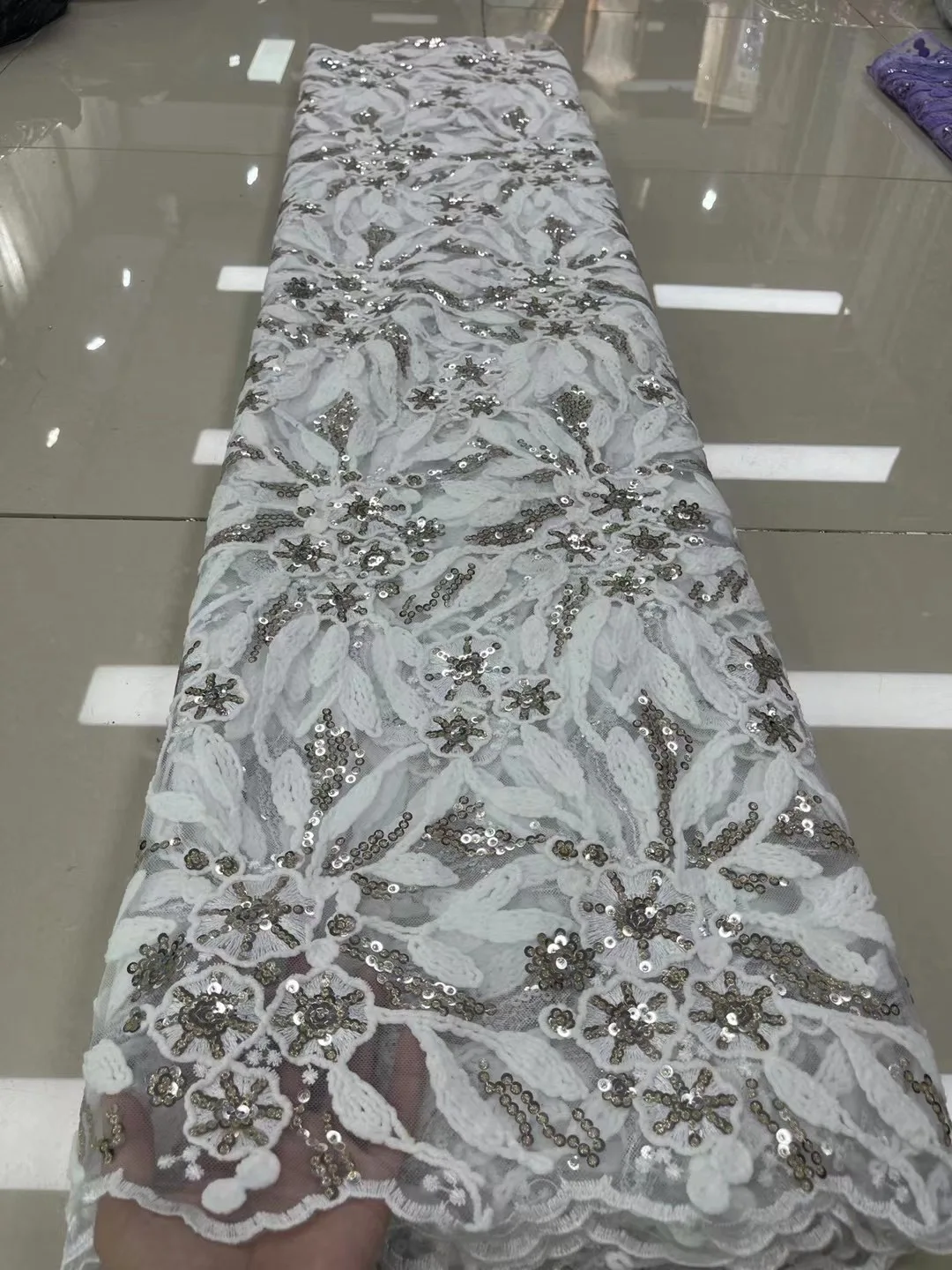 

Unique African Sequins Tulle Mesh Lace Fabric 2022 High Quality Lace Nigerian Net Lace Fabrics wIth Sequin For Women Dress